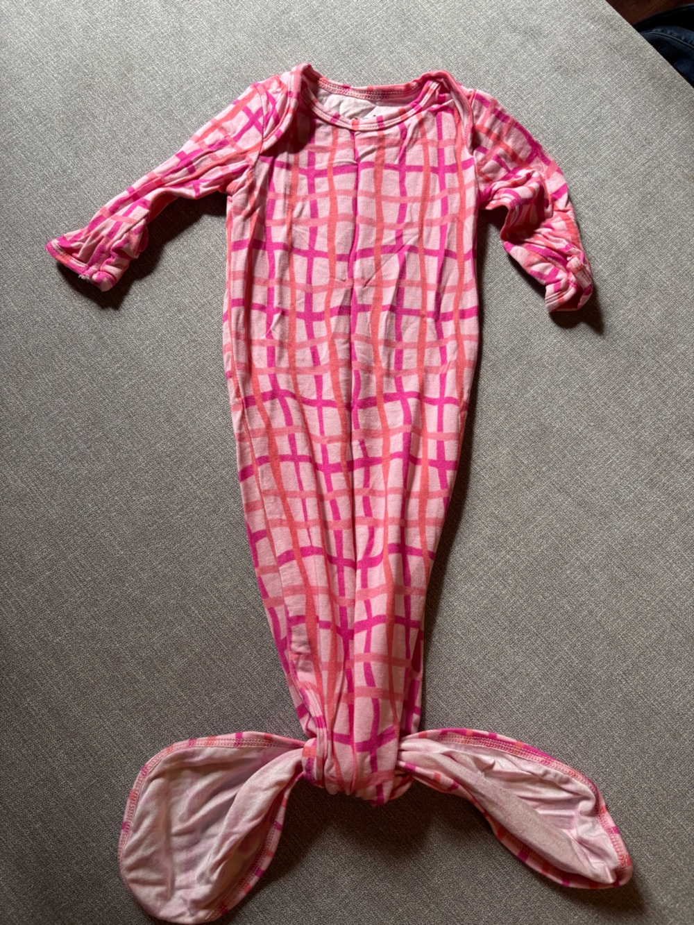 Pink Grid Print Kids Sleep Gown Pajama